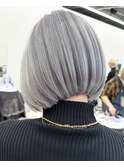 保存必須【海外風ハイトーンボブ】アッシュグレー