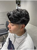 刈り上げツーブロックアップバングショートニュアンスパーマ