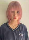 ハイトーンレイヤーボブミディアムレイヤーショートウルフボブ