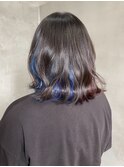切りっぱなしボブボインナーカラーブルーレッドピンクネイビー