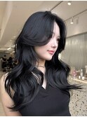 T227ブルーブラックレイヤーカットグレージュ透明感表参道20代