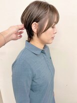 ラウンジ モリオ イケブクロ(Lounge MORIO Ikebukuro) 丸みショートウルフ耳掛けショートボブナチュラルハイライト