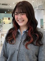 バサ 石神井公園店(BASSA) レイヤー巻き髪スタイル/インナーカラー/ピンクオレンジ/顔周り