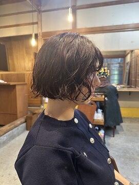 ノフ(knof) ボブヘアボブパーマ暖色カラーレッドカラーニュアンスパーマ
