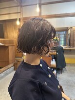 ノフ(knof) ボブヘアボブパーマ暖色カラーレッドカラーニュアンスパーマ