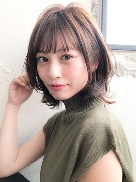 アグノス 青山(Agnos) ★ココアベージュ大人可愛いくびれヘア斜めバング黒髪モテ髪//