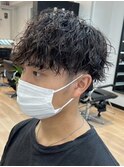 ツイストパーマ無造作パーマメンズマッシュ刈り上げツーブロック