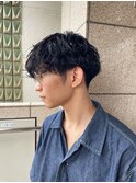 波巻きパーマ/メンズカット/メンズパーマ/センターパート