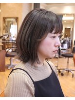 ◆ミディアムレイヤー/レイヤーカット/銀座/くびれボブ/ベージュ