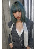【ステップボーンカット】ミディアムレイヤー/ミントグリーン