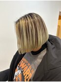 大人かわいい前下がりハイトーンボブ小顔ワンカール30代40代50代