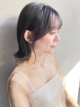 リヤン 表参道(lyann) エアリーカール外ハネボブアプリコットオレンジ斜めバング