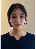 顔周りレイヤーカットグレージュカラーくびれボブショートカット
