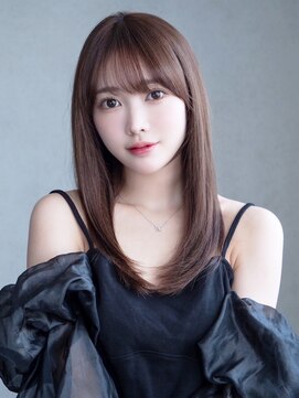 アルバム 池袋(ALBUM) グレージュ暗めカラー顔周りレイヤーロング_F50107