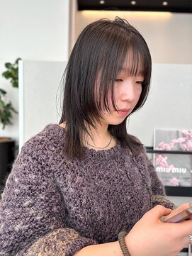 ミディアム/レイヤーカット/ハッシュカット/ブラウンアッシュ