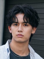 テン 心斎橋(tenn.) メンズセンターパート七三分けパートニュアンスパーマ刈り上げ