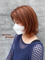 スイート ヘアデザイン(Suite HAIR DESIGN)&nbsp;《Suite》オレンジ ウルフ風 ボブ ハイライト