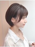 大人可愛い小顔ボブショート/20代/30代/40代/50代/黒髪