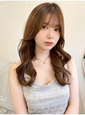 韓国風前髪/シルキーベージュ/グレージュカラー/斜めバング