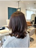 マロンベージュ×ミディアムレイヤー