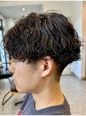波巻きパーマメンズパーマメンズヘアツーブロックツイストパーマ