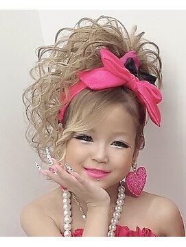 キッズヘアセット/ギャル/小学生ギャル/わたがしアップ