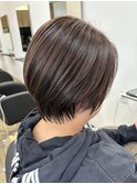 グレージュカラー/フェザーショート/透明感カラー