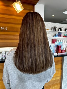 ビーグレイス パティオ ハイライトベージュ×30代髪質改善ストレート