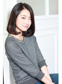 大人カジュアルの基本★自然な艶髪の黒髪絶品ボブ