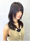 【小顔レイヤーカット】暗髪/韓国風巻き/ミディアム/小顔