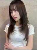 ハッシュカット/ロングレイヤー/透明感カラー/グレージュカラー