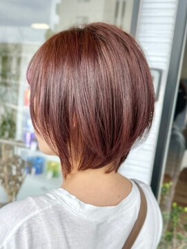 アパートメントヘアー ショートボブ艶感オレンジベージュ髪質改善ヘア