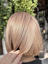 ピークスヘア(peaks hair) ハイトーンボブ ダブルカラー ミルクティー ブリーチ1回 堀江