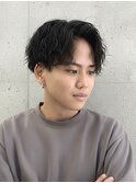 波巻きツイストスパイラルサーフカールパーマセンターパート眉毛