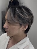 大人シルバーバレイヤージュ×センターパート町田美容室