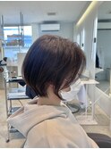前髪なしハンサムショートオリーブカラー群馬太田