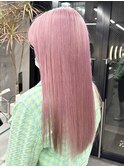 ダブルカラーピンクベージュベージュカラーケアブリーチレイヤー
