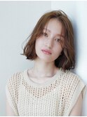 大人かわいい前髪セシルカットココアブラウンフリンジウェーブ