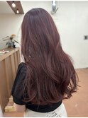 ブリーチなしダブルカラーチェリーレッドピンク赤髪夏カラー
