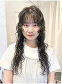 【白石】ロングレディーススパイラルパーマカーリーウェーブヘア