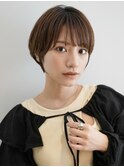 大人可愛い20代30代40代黒髪前下がりひし形小顔ボブ丸みショート