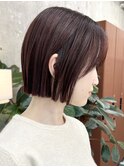 栄バーガンディー垢抜け丸みシルエットボブヘア
