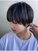 丸みショートシースルーバングくびれボブマッシュショート