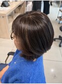 白髪染め残留はがしハイライト白髪ぼかしレイヤーボブショート