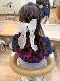 ふんわりトップの編みこみハーフアップ