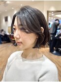 ボブ/ミニボブ/銀座/黒髪/前上がりボブ/顔周り/レイヤーカット