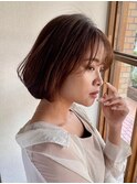 ふんわり大人ボブ シースルーバング 顔周りカット