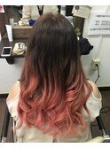 バレイヤージュ　ピンクラベンダー　グラデーション