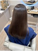 黒髪ストレートロングレイヤーミディアム髪質改善ストレートヘア