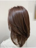 髪質改善レイヤー艶ピンクブラウン小顔ミディ. K